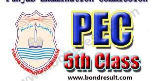 PEC 5th Class Result 2016