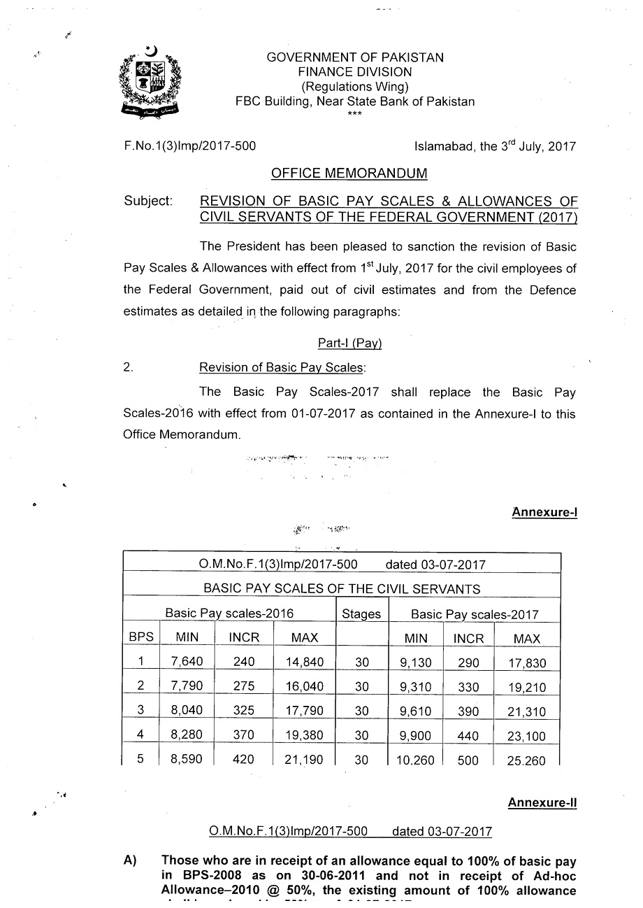 6 Finance department Salary Increase and Revised Pay Scale notification in Budget 2018-2019. 