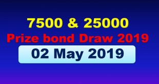 Draw of 7500 & 25000 Prize bond will be on 02nd May 2019