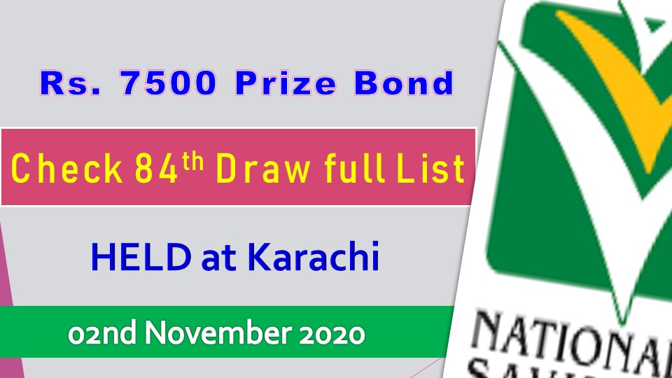 Rs. 7500 Prize bond list 02 November 2020