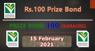 Rs. 100 Prize bond list Draw #33 Result, 15 February, 2021 Karachi