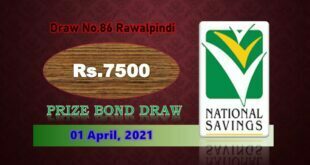 Rs. 7500 Prize bond list Draw #86 Result, 03 May, 2021 Rawalpindi