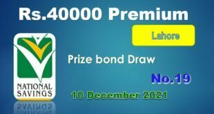 Rs. 40000 Premium Prize bond list Draw #19 Result, 10 December, 2021 Lahore