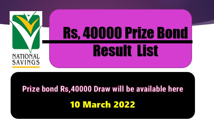 Rs. 40000 Premium Prize bond list Draw #20 Result, 10 March, 2022 Quetta
