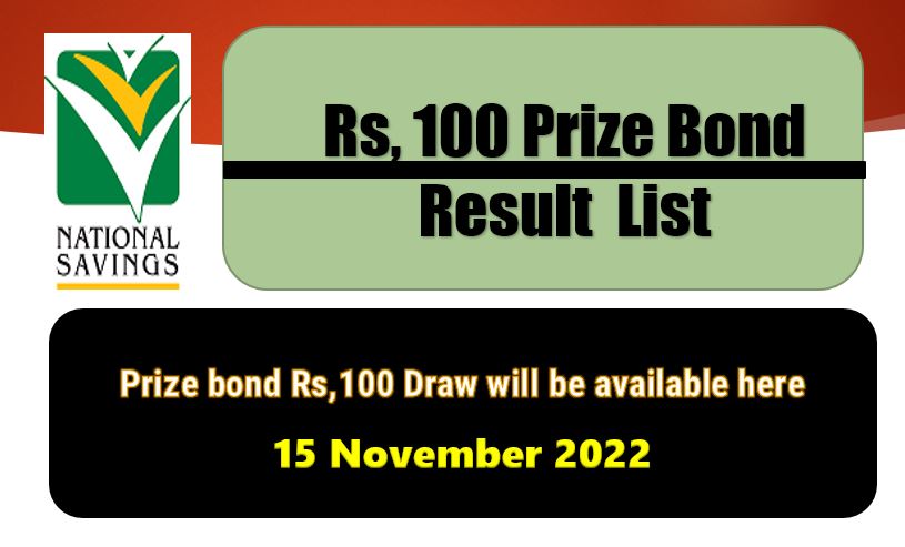 Rs. 100 Prize bond list Draw #40 Result, 15 November, 2022 Rawalpindi