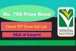 Rs. 750 Prize bond list Draw #93 Result, 16 January, 2023 Karachi