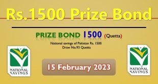 Rs. 1500 Prize bond list Draw #93 Result, 15 February, 2023 Quetta