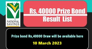 Rs 40000 Prize bond list Draw 24 Result 10 March 2023 Multan
