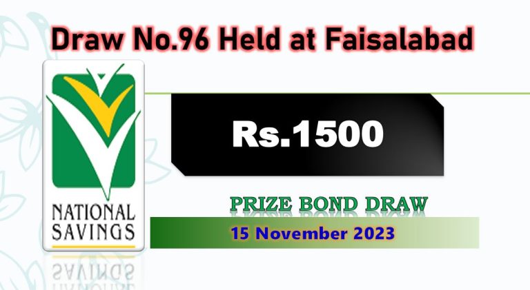 Rs. 1500 Prize bond list Draw #96 Result, 15 November, 2023
