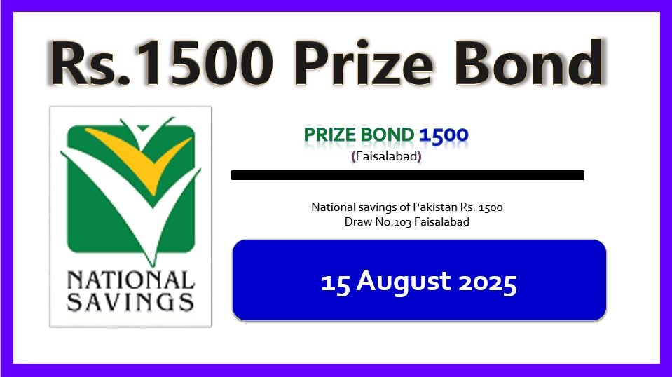 Rs. 1500 Prize bond list Draw #103 Result, 15 August, 2025 