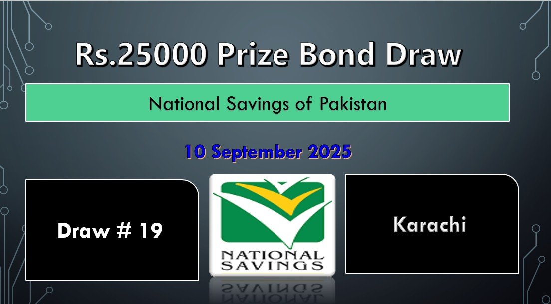 Rs. 25000 Prize bond list Draw #19 Result, 10 September, 2025 Karachi 1 Rs. 25000 Prize bond list Draw #19 Result, 10 September, 2025