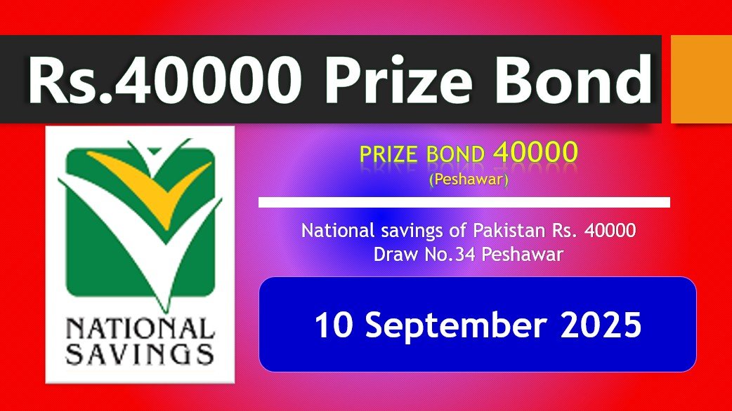 Rs. 40000 Prize bond list Draw #34 Result, 10 September, 2025