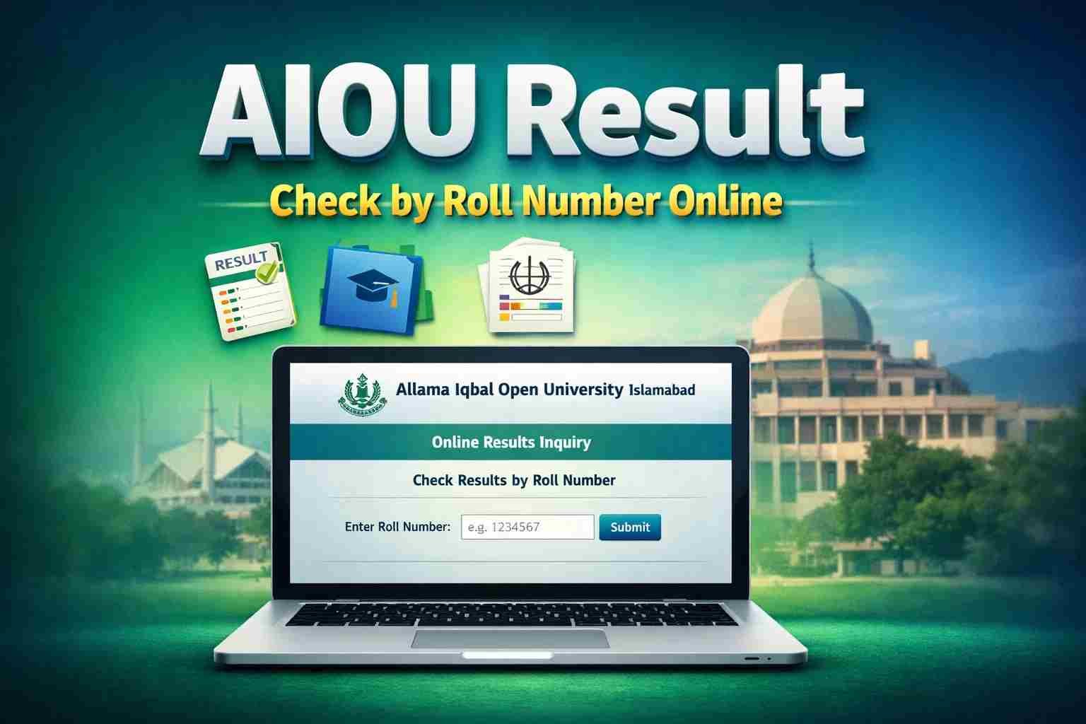 AIOU Result check online by roll number at Allama Iqbal Open University