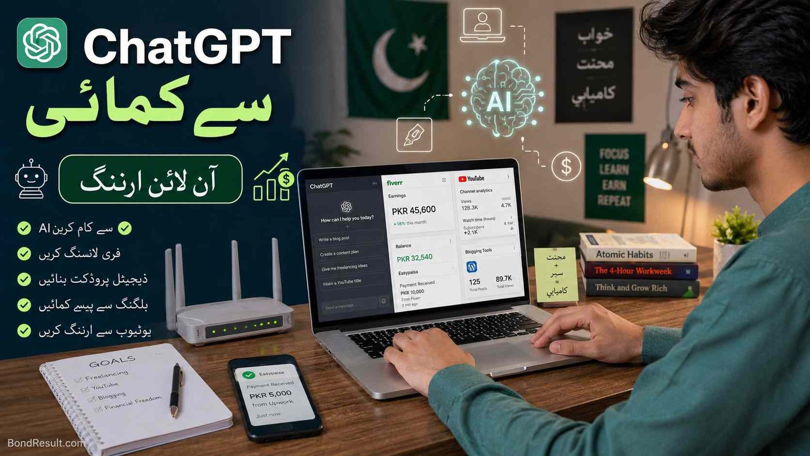 Pakistani youth earning online with ChatGPT