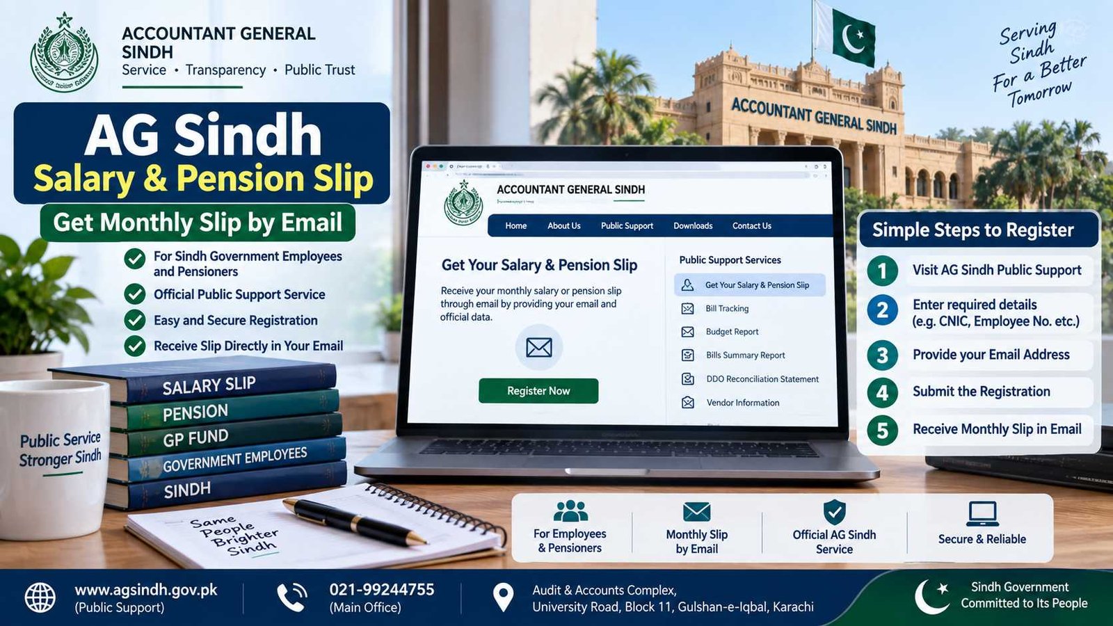 AG Sindh salary and pension slip registration by email