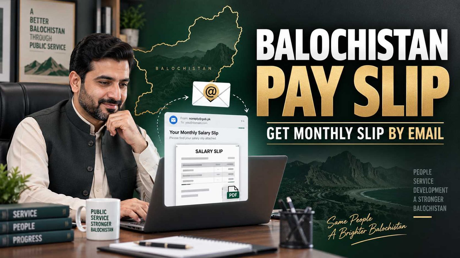 Government of Balochistan employee checking monthly salary slip by email