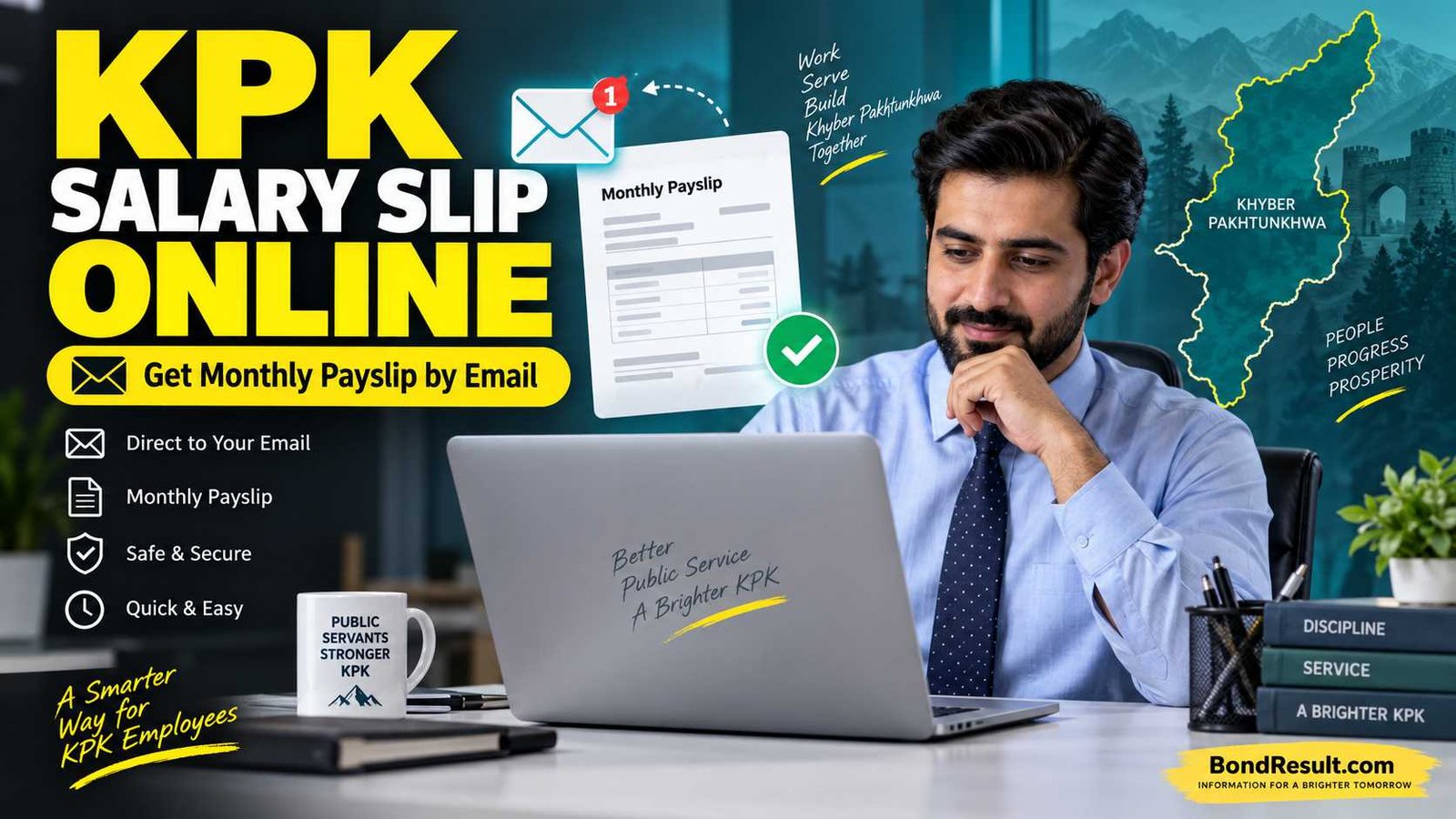 KPK government employee checking an online salary slip by email
