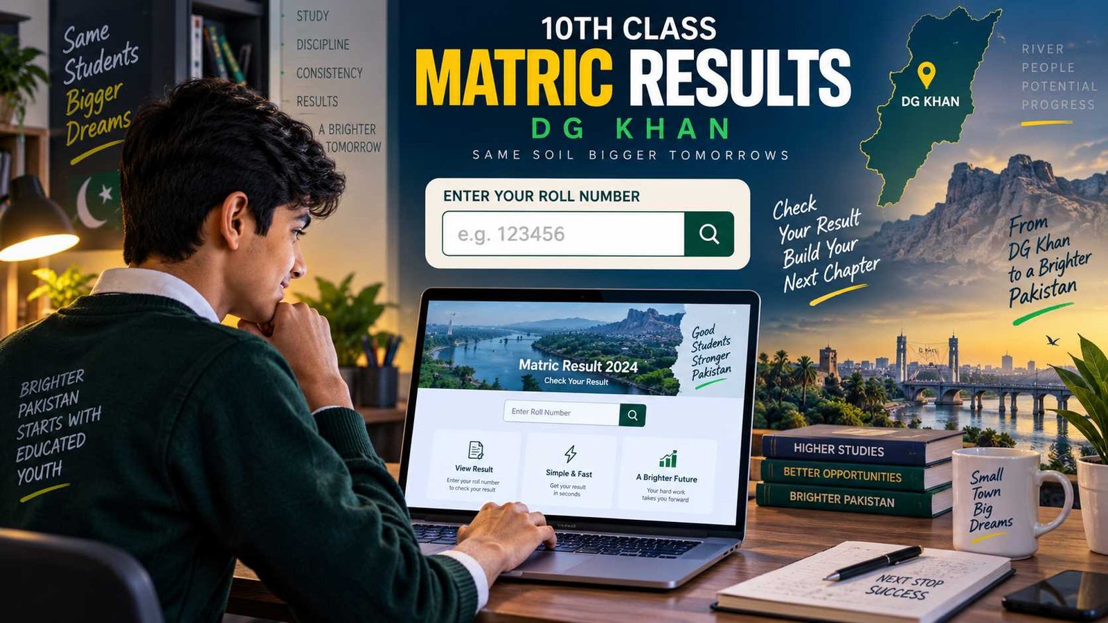Student checking DG Khan 10th result by roll number