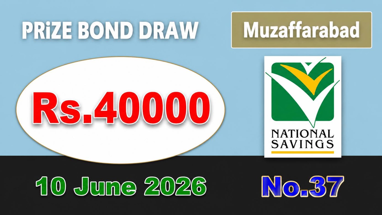 Rs. 40000 Prize Bond Draw No. 37 announced for Muzaffarabad on 10 June 2026.