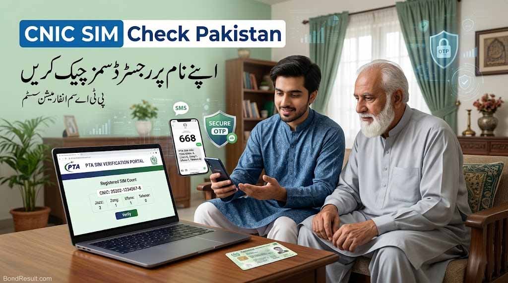 Pakistani user checking SIMs on CNIC through PTA online system