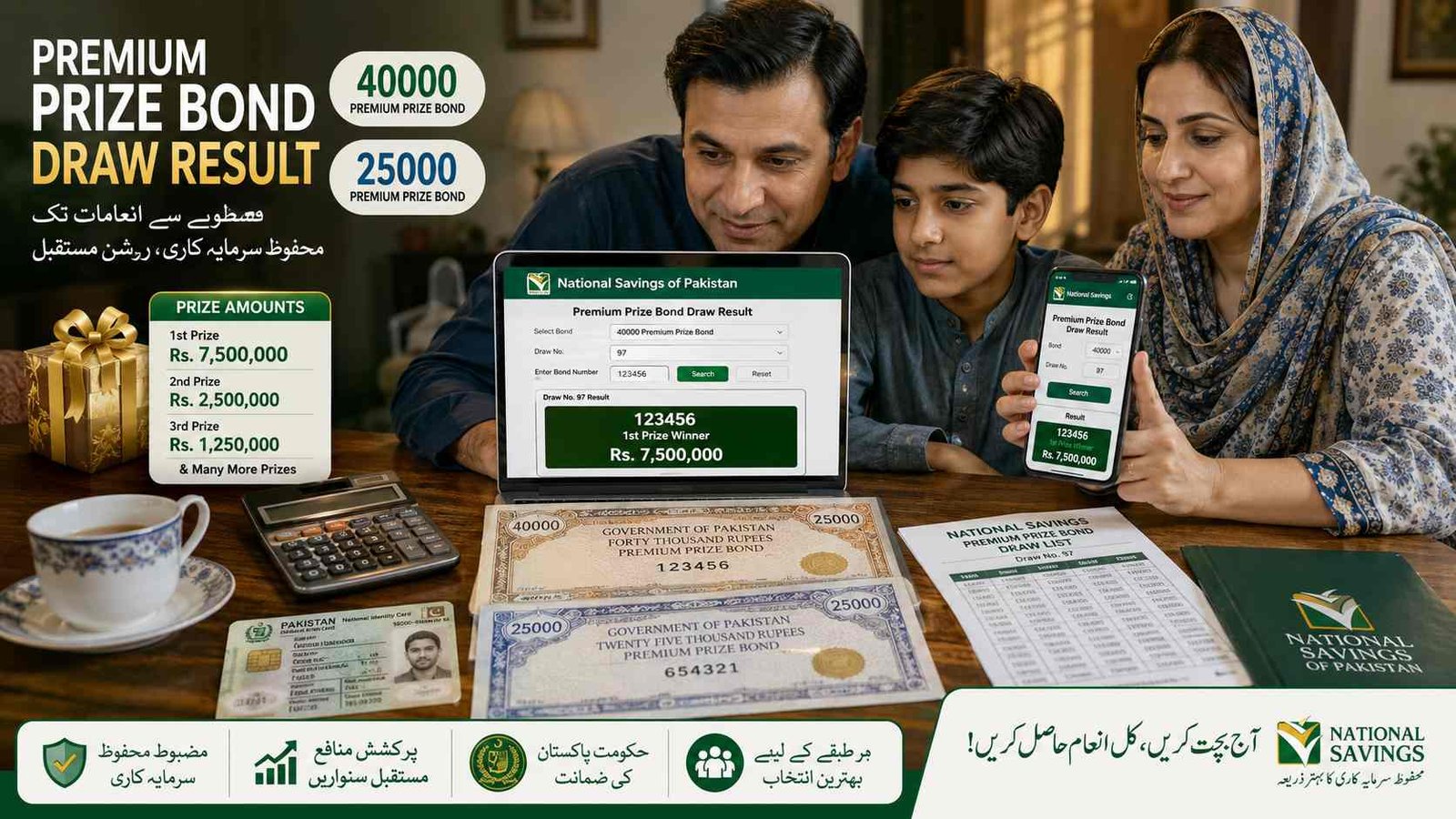 Pakistani investors checking premium bond results online